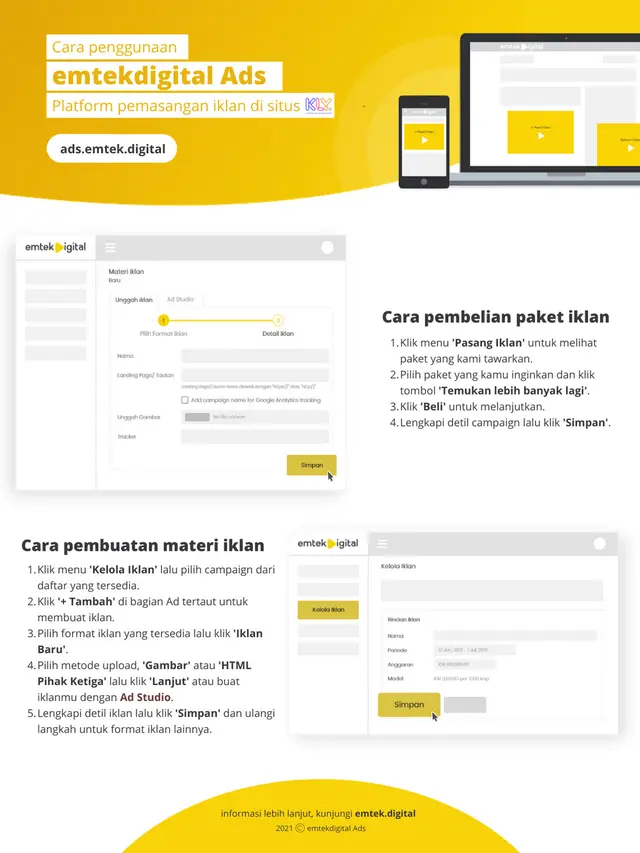 Cara penggunaan emtekdigital Ads.