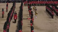 Detik-Detik Penjaga Istana Inggris Pingsan di Upacara Ultah Ratu  (Screencap video/PA) 