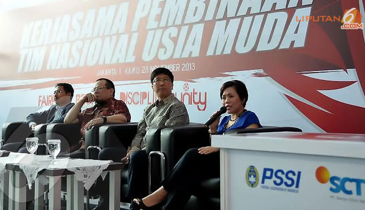 Direktur Program dan Produksi SCTV, Harsiwi Achmad mengatakan saat ini sedang dibahas berbagai produk siaran yang berkaitan dengan Timnas Indonesia muda (Liputan6.com/Helmi Fithriansyah)