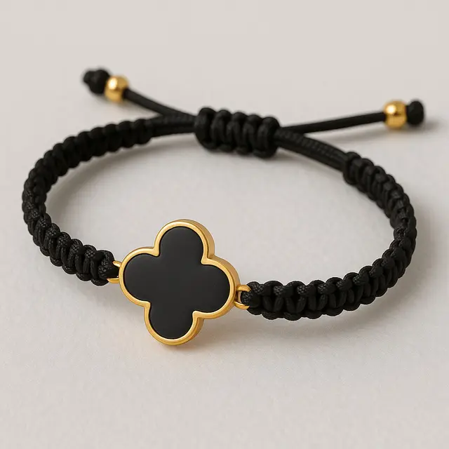Model Gelang Tali Serut Kombinasi Emas Clover 3 Gram
