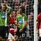 Selebrasi bek Manchester United Jonny Evans,  setelah mencetak gol kedua MU atas Braga, pada pertandingan Liga Champions Grup H,  di Stadion Old Trafford, Inggris. 23 Oktober 2012. AFP PHOTO / ANDREW YATES