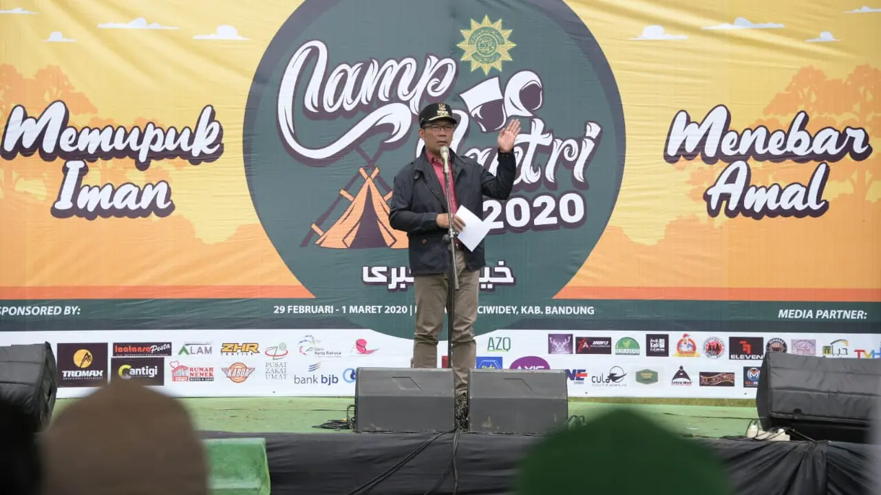 Santri Camp 2020 di Perkemahan Ranca Upas, Ciwidey, Kabupaten Bandung, Sabtu (29/2/20).