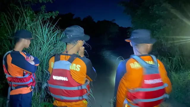 Tiga remaja dilaporkan hilang diduga tenggelam di Sungai Cisanggarung, Brebes usai melarikan diri dari tawuran. (Foto: Liputan6.com/Basarnas)