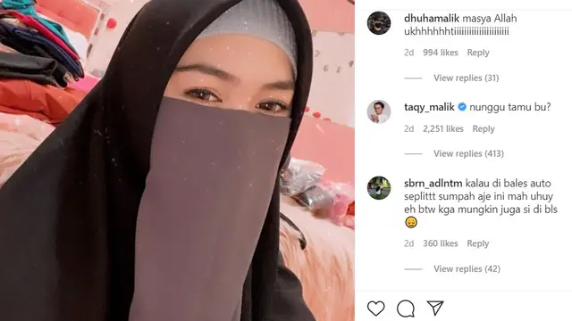 Taqy Malik dan Ria Ricis saling berbalas komentar di Instagram (https://www.instagram.com/p/B-2CNp1JMF9/)