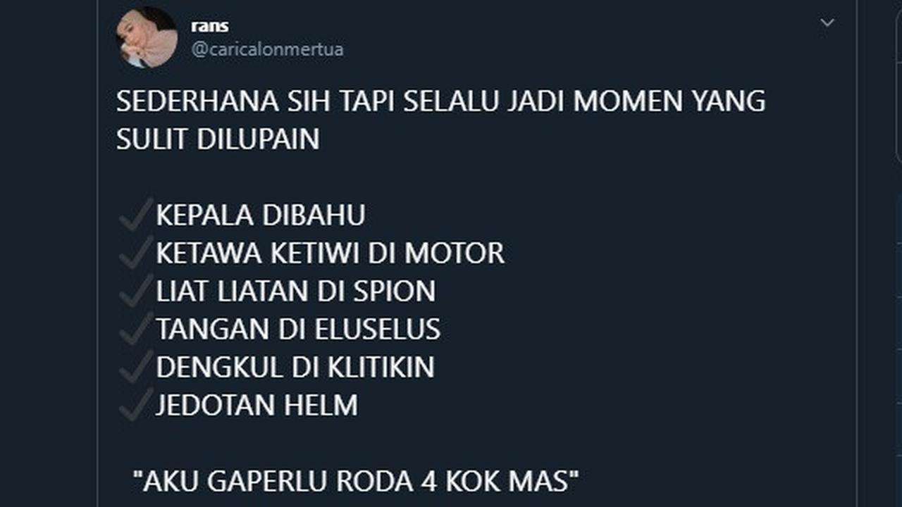 7 Cuitan Momen Pacaran Naik Motor ala Netizen Ini Bikin Senyum Sendiri