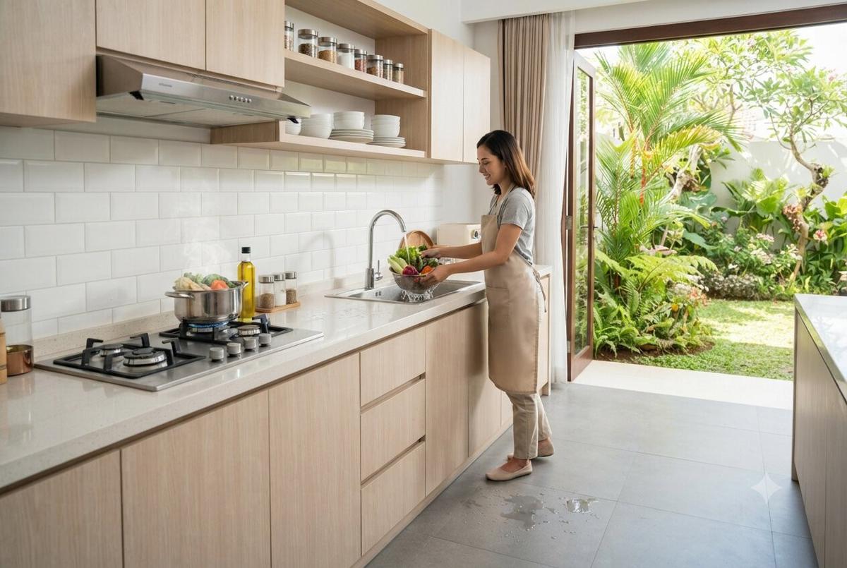 Model Dapur yang Tetap Bersih Meski Sering Terkena Cipratan Air