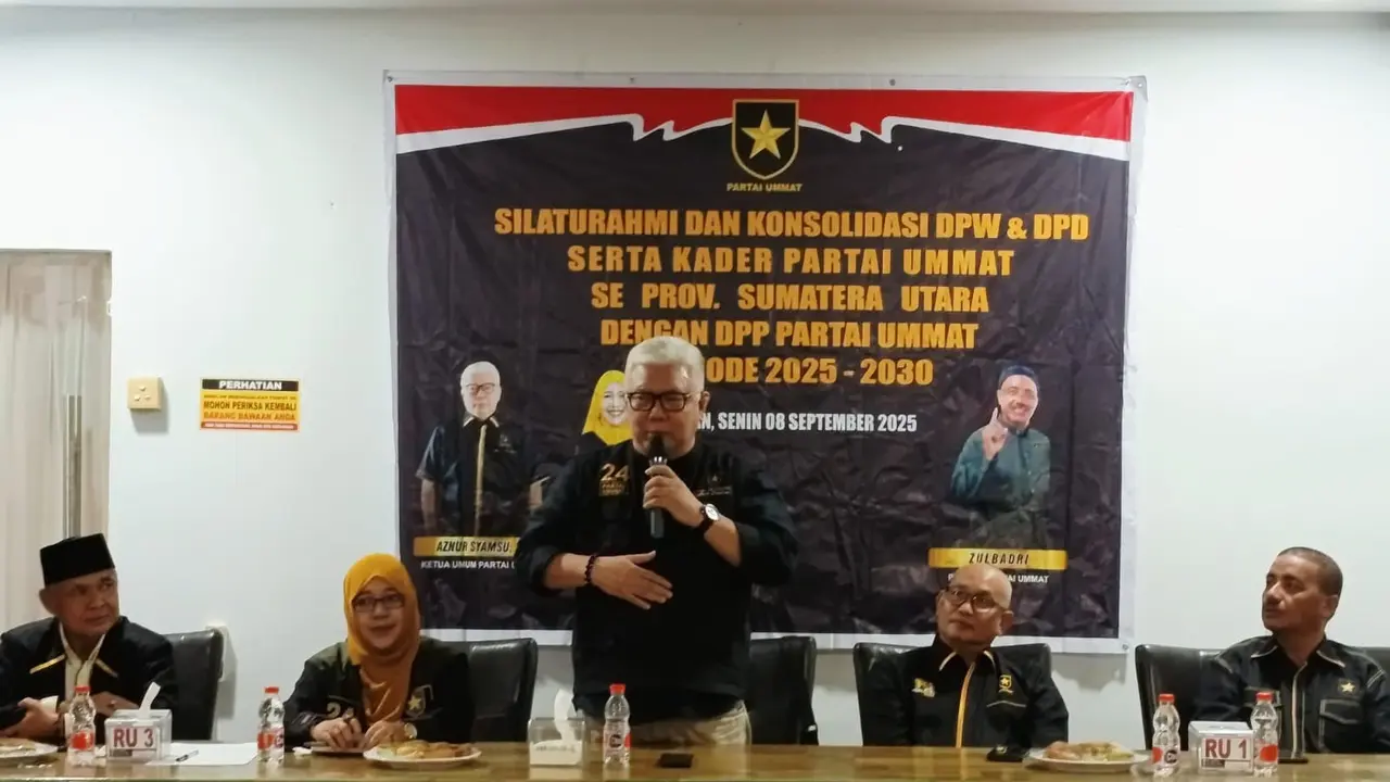 Dewan Pimpinan Pusat (DPP) Partai Ummat menggelar silaturahmi sekaligus konsolidasi bersama jajaran Dewan Pimpinan Wilayah (DPW) dan Dewan Pimpinan Daerah (DPD) se-Sumatera Utara di Medan. (Istimewa)