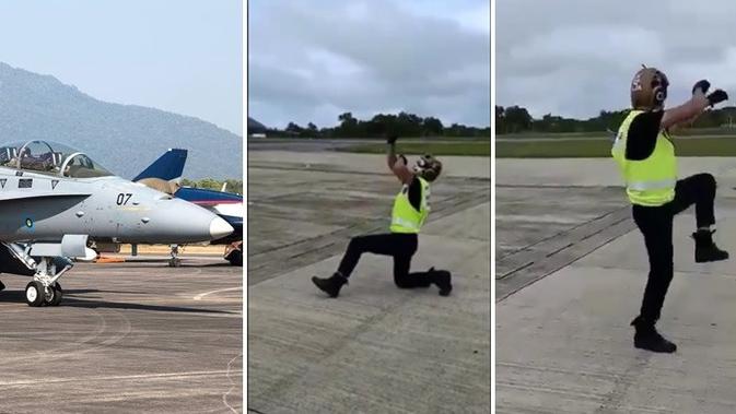 Unik Banget Petugas Parkir Pesawat Joget Saat Bertugas Citizen6 Liputan6 Com Bagian mesin peswat terutama yang bertipe turbojet. unik banget petugas parkir pesawat