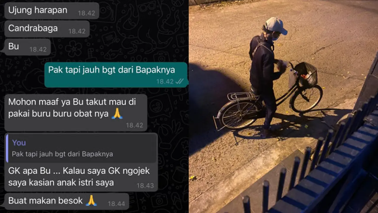 Driver Ojol Ini Kayuh Sepeda Sejauh 15 Km Untuk Antarkan Obat, Demi Makan Anak Istri