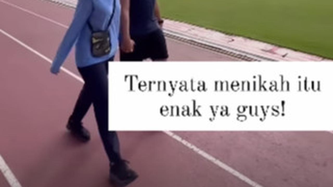 Mesranya Pengantin Baru Iptu Hafiz Akbar dan Angela Olahraga Bareng