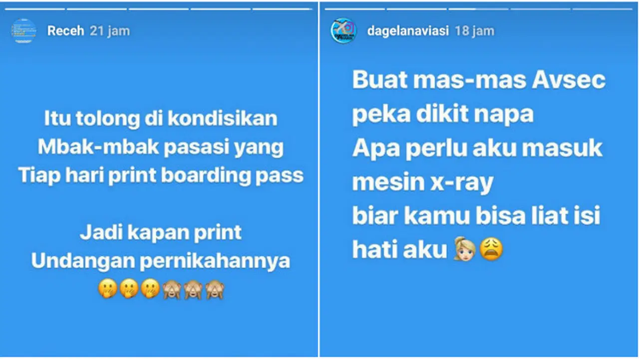 Obrolan receh kali ini melibatkan para pegawai penerbangan, mulai dari pilot, pramugari, teknisi maupun mekanik pesawat.