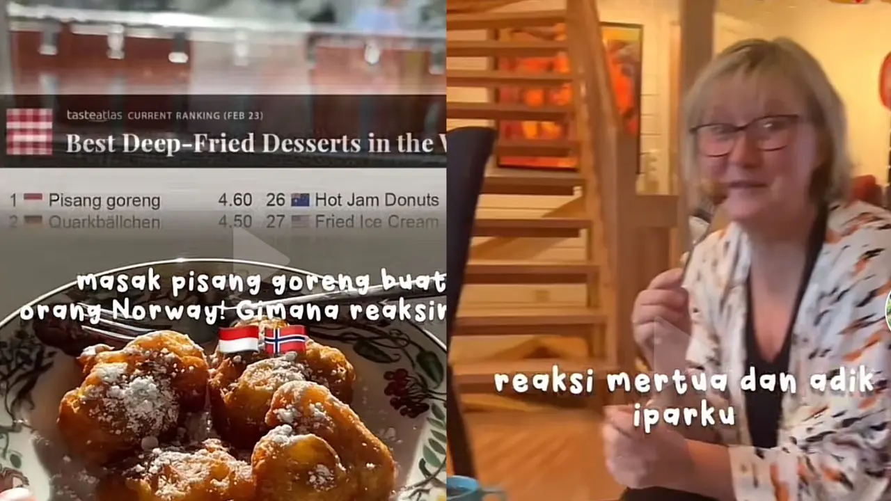 Reaksi bule Norwegia makan pisang goreng yang baru didaulat jadi camilan nomor 1 dunia versi Taste Atlas