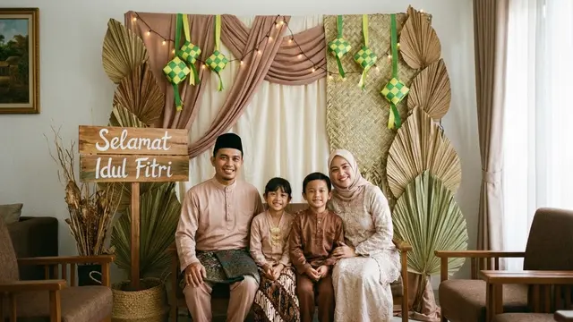 Cara Membuat Backdrop Foto Keluarga Lebaran dari Bahan Sederhana/Gemini AI