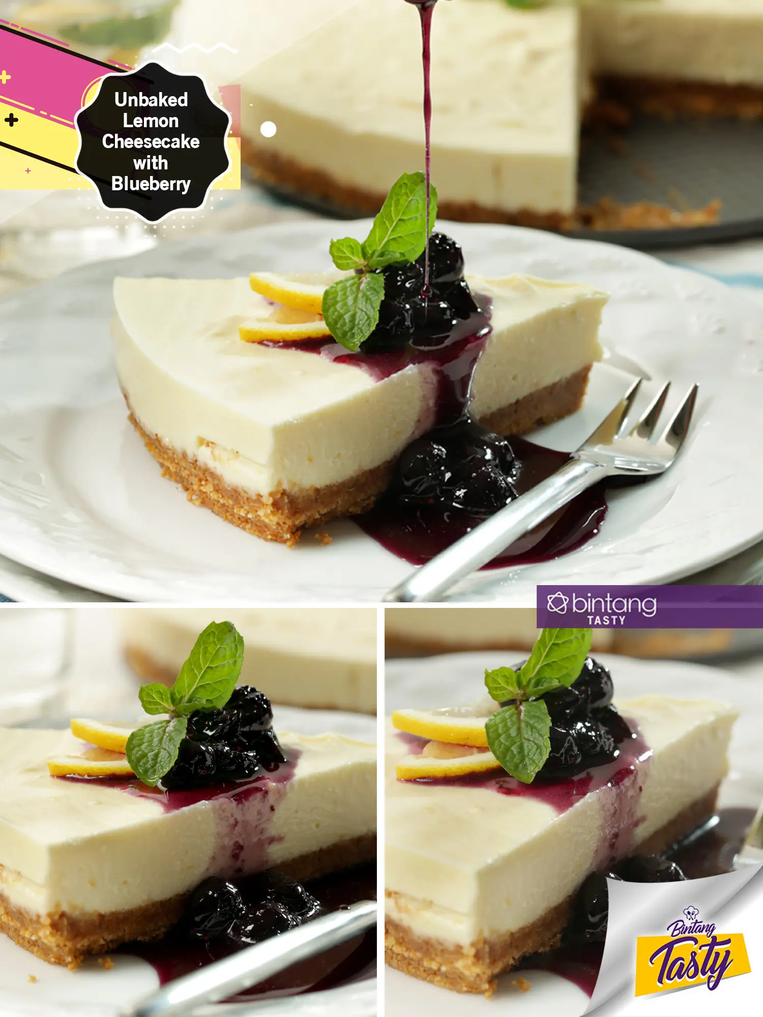 Unbaked Lemon Cheesecake with Blueberry. (Foto: Bintang.com/Daniel Kampua, Digital Imaging: Bintang.com/M Iqbal Nurfajri, Chef: Arum Sari)