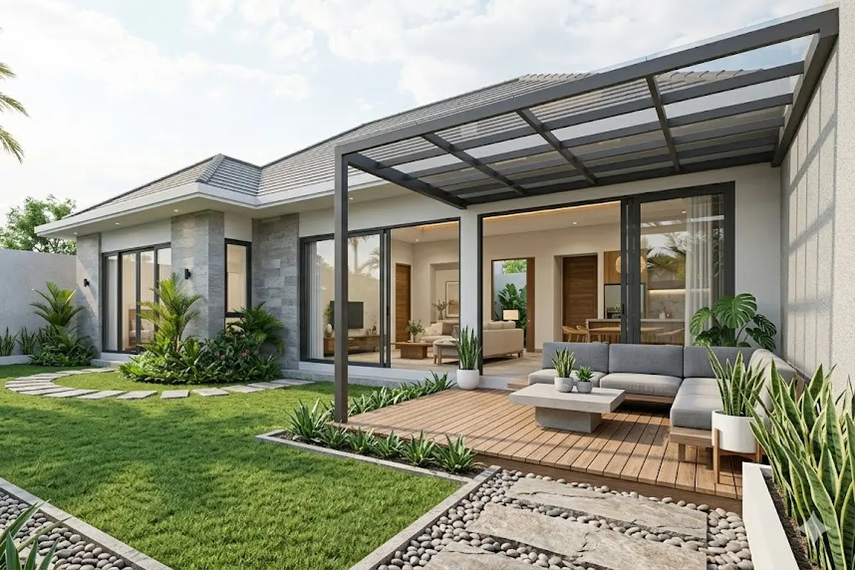 9 Ide Rumah 1 Lantai dengan Halaman Belakang Luas, Cocok untuk Keluarga Modern