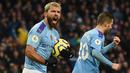 Sebelum hijrah ke Barcelona, Sergio Aguero memiliki rasio gol perlaga mencapai 0,67 dengan mencetak 184 gol dalam 275 laga di Liga Inggris bersama Manchester City. Aguero juga berhasil mempersembahkan lima gelar Liga Inggris untuk The Citizen. (AFP/Oli Scarff)