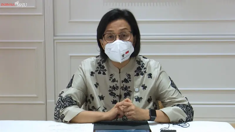 Menteri Keuangan Sri Mulyani Indrawati dalam Keterangan Pers Menteri Keuangan, Roma, secara virtual, Minggu (31/10/2021).