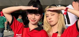 Intip pesona Karina dan Winter aespa yang curi perhatian di kursi penonton Piala Dunia 2026 (@katarinabluu)