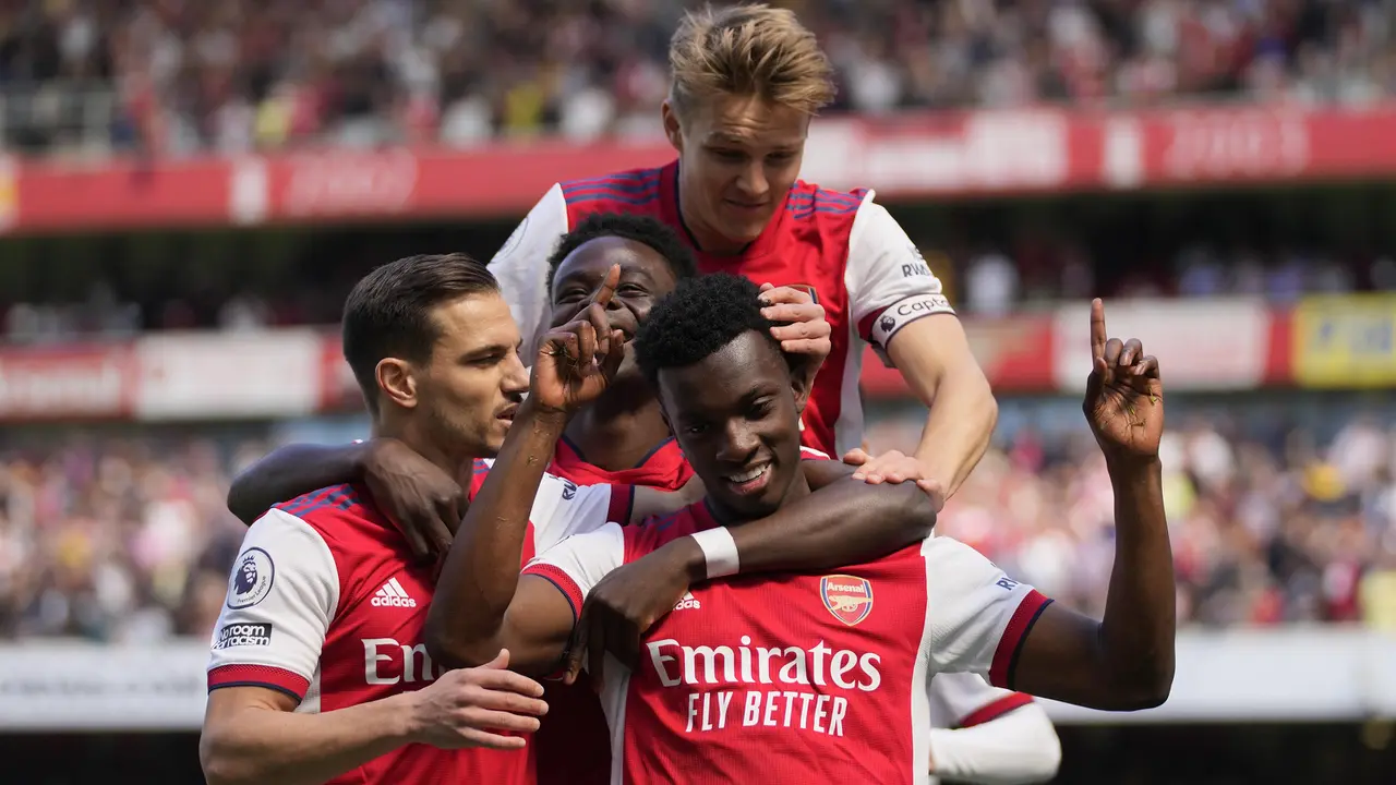 Foto: Aksi Cemerlang Eddie Nketiah Kontra Leeds United Jaga Peluang Arsenal ke Liga Champions, Bahkan Bisa Salip Chelsea di Posisi Ketiga