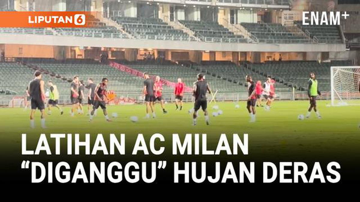 VIDEO:Latihan AC Milan Jelang Hadapi Liverpool Diganggu Hujan Deras