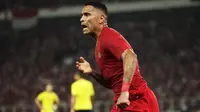 Striker Timnas Indonesia, Beto Goncalves beraksi pada laga kontra Malaysia pada laga Grup G Putaran Kedua Kualifikasi Piala Dunia 2022 Zona Asia di Stadion Utama Gelora Bung Karno, Kamis (5/9/2019). (Bola.com/Vitalis Yogi Trisna)