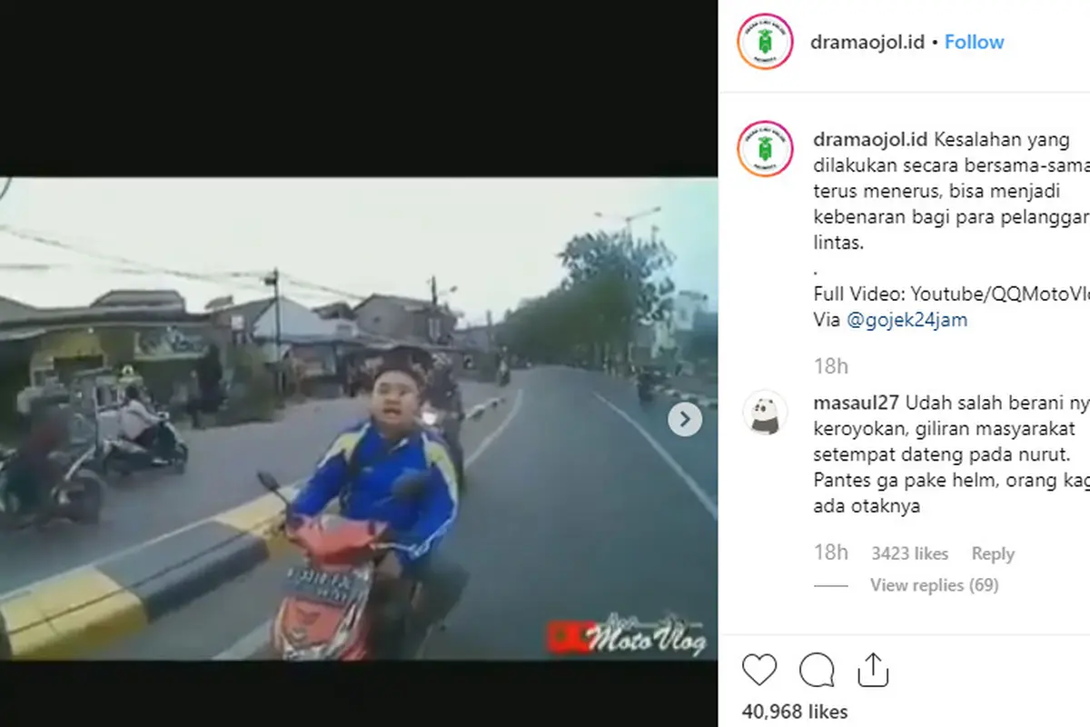 Salah satu pelnggaran yang banyak dilakukan pesepeda motor ialah berkendara melawan arah.