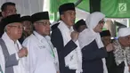 Presiden Joko Widodo menghadiri pembukaan musyawarah nasional dan konferensi besar NU di Banjar, Jawa Barat, Rabu (27/2). Jokowi mengucapkan terima kasihnya atas peran PBNU yang telah berkontribusi dalam merawat keutuhan NKRI. (Liputan6.com/Angga Yuniar)