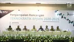 KPU dan Bappenas menyampaikan Rencana Pembangunan Jangka Menengah Nasional (RPJMN) 2020-2025 di Gedung KPU, Jakarta, Selasa (25/9). Visi RPJMN 2020-2025 menciptakan Indonesia yang mandiri, maju, adil dan makmur. (Liputan6.com/Herman Zakharia)