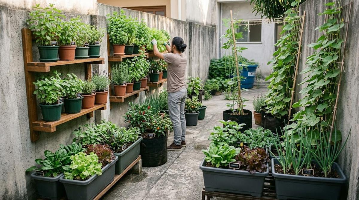 Cara Membuat Halaman Sempit Jadi Kebun Produktif Estetik