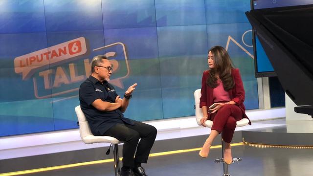 Menteri Perdagangan (Mendag) Zulkifli Hasan saat berkunjung ke Emtek Group di SCTV Tower, Jakarta, Rabu (11/1/2023).