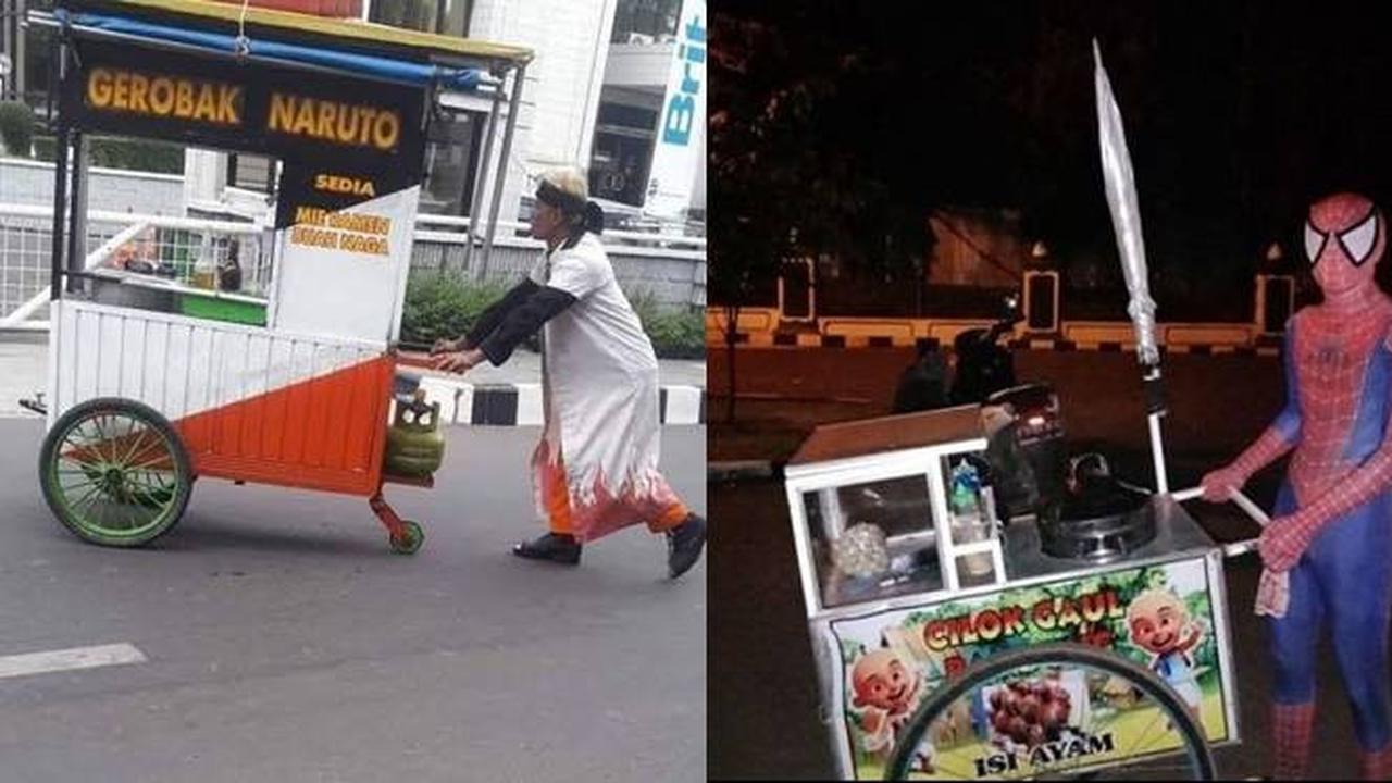 7 Potret Kocak Pedagang Keliling Pakai Kostum Saat Jualan Ini Curi Perhatian