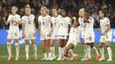 Reaksi kecewa pemain Amerika Serikat setelah kalah dari Swedia pada babak adu penalti saat laga 16 besar Piala Dunia Wanita 2023 di Melbourne Rectangular Stadium, Melbourne, Australia, 6 Agustus 2023. (AP Photo/Hamish Blair)