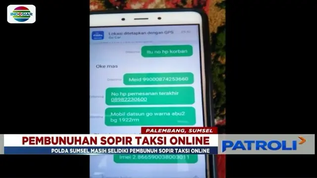 Polisi Selidiki Pembunuh Sopir Online di Palembang Lewat Pemesanan di Aplikasi