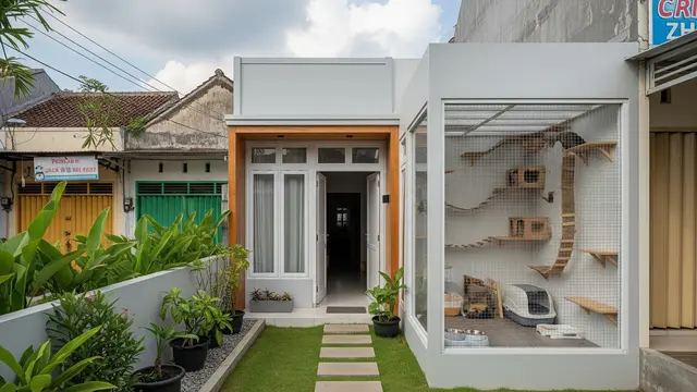 Desain Rumah di Lahan Bekas Kontrakan yang Kecil Tapi Tetap Stylish dengan Area Hewan Peliharaan