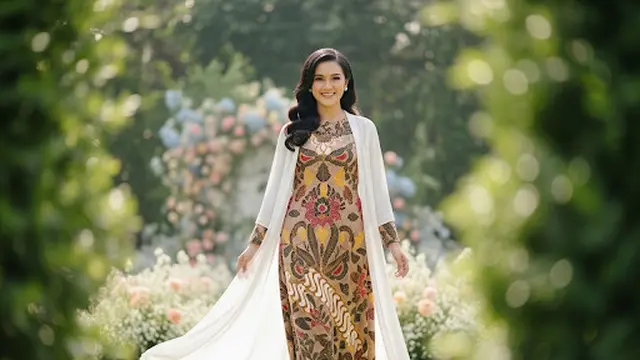 Maxi Dress Batik + Long Outer Putih
