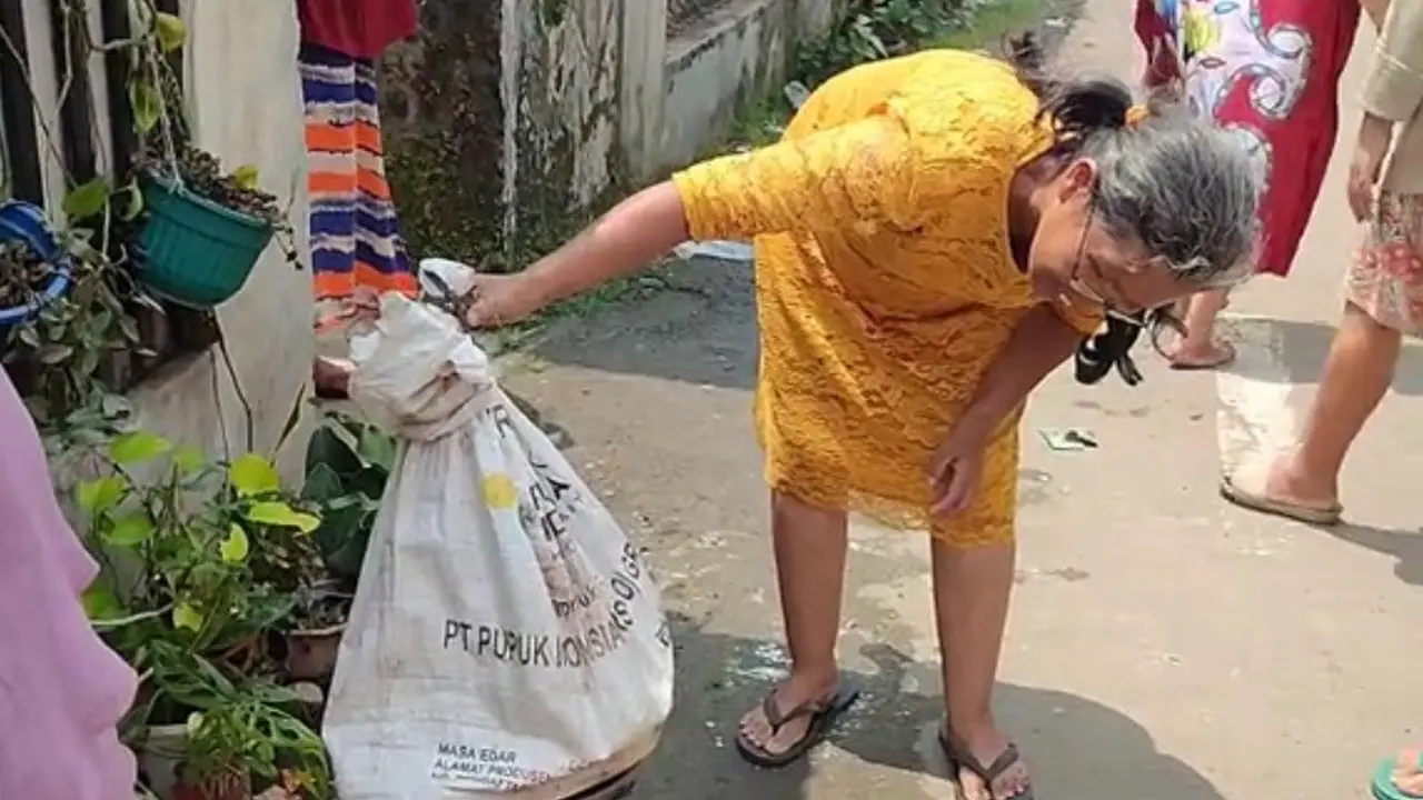 Emak-emak Timbang Ular Piton