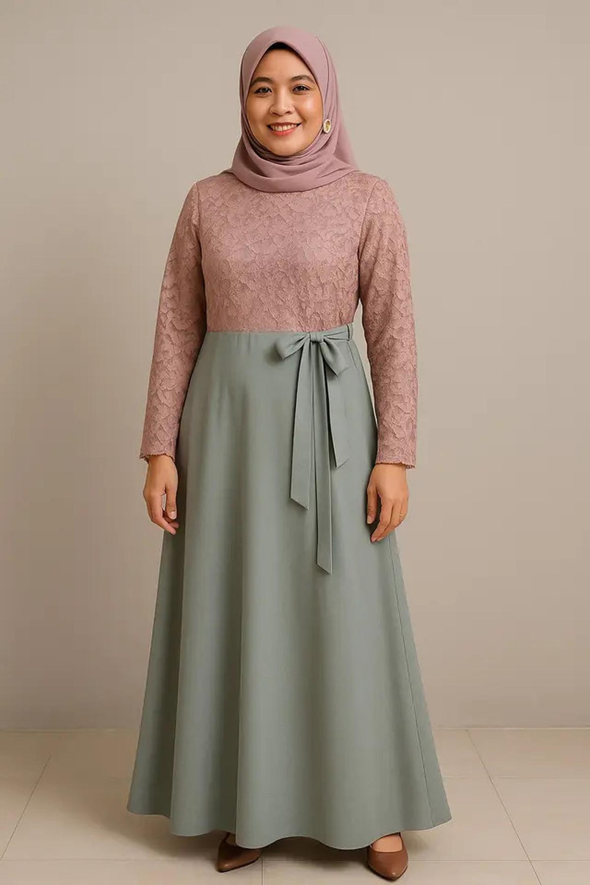10 Rekomendasi Gamis Brokat Tali Samping untuk Ibu-ibu Usia 40 Tahun
