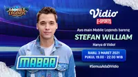 Live streaming Main Bareng Stefan William, Rabu (3/3/2021) pukul 19.00 WIB dapat disaksikan melalui platform Vidio, laman Bola.com, dan Bola.net. (Dok. Vidio)