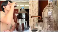 Viral Aksi Pria Minum Kopi Satu Galon. (Sumber: TikTok/@alamsss04)