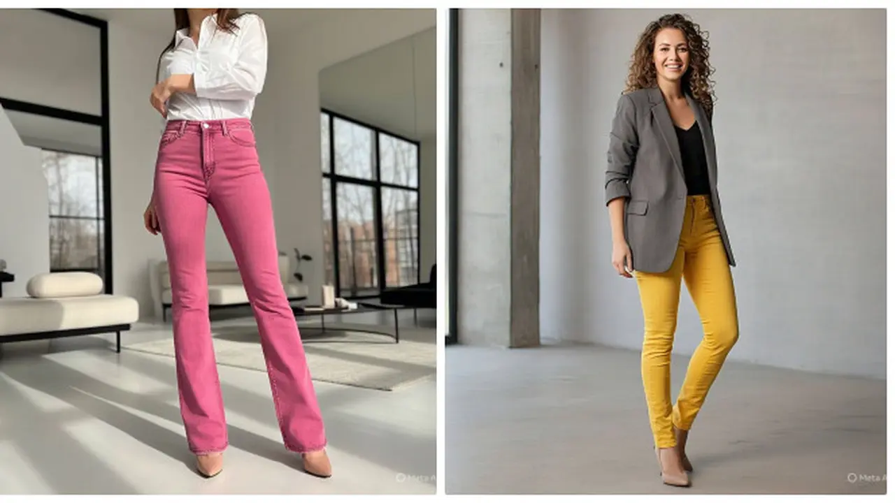 9 Inspirasi Outfit Jeans Warna-warni