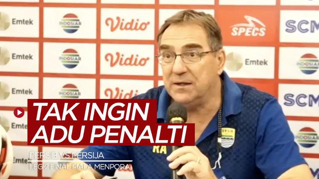 Berita video Pelatih Persib Bandung, Robert Rene Alberts, mengatakan tidak ingin memenangi laga leg 2 Final Piala Menpora 2021 kontra Persija Jakarta dengan adu penalti.