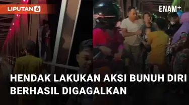 Seorang wanita sambil menggendong anaknya hendak lakukan aksi bunuh diri dari atas jembatan