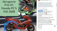 Honda PCX Modifikasi ditenggarai pakai knalpot palsu (Foto: Instagram Sphinx Motorsport)