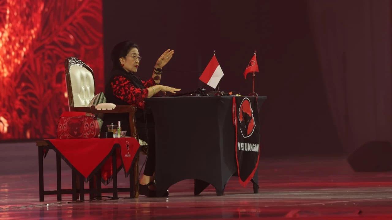 Ketum PDIP Megawati Soekarnoputri di penutupan rakernas