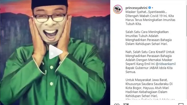 Ridwan Kamil dan masker Syahrini (Instagram/ princessyahrini)