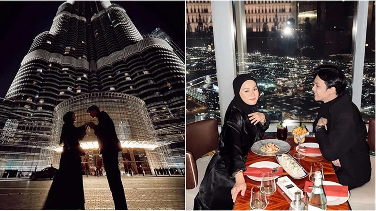 7 Momen Dinda Hauw dan Rey Mbayang Dinner Romantis di Burj Khalifa, Tampil Mesra