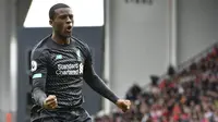 Gelandang Liverpool, Georginio Wijnaldum mencetak gol kemenangan timnya ke gawang Sheffield United. (PAUL ELLIS / AFP)