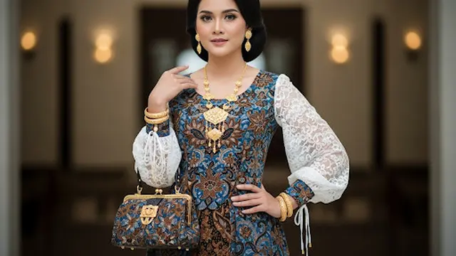 Long Dress Brokat Batik Kombinasi Songket