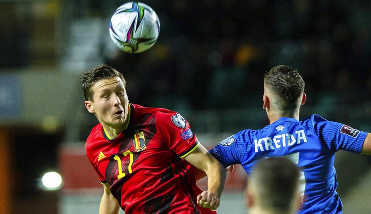Timnas Belgia masih terlalu perkasa bagi tuan rumah Estonia. Anak asuh Roberto Martinez menang dengan skor 5-2. (Foto: AP/Raul Mee)