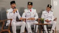 Rayhan Alfaro Ferdinand Siregar (Paskibraka Nasional 2019 DKI Jakarta), Rafi Ahmad Falah (Paskibraka Nasional 2019 Banten), dan Rangga Wirabrata Mahardika (Paskibraka Nasional 2019 Jawa Barat). (Liputan6.com/Faizal Fanani)